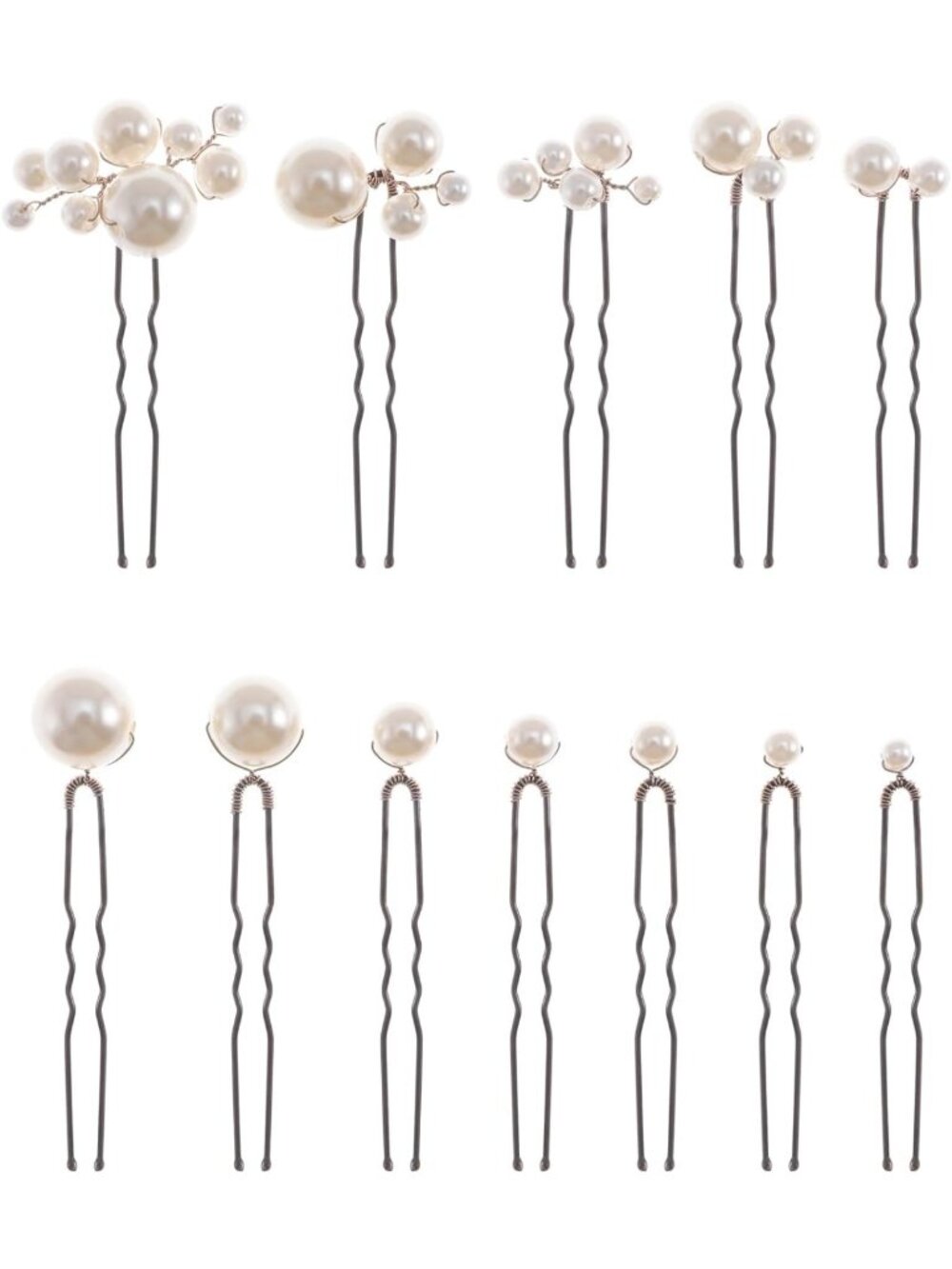 Elegant Pearl Bridal Hair Pins - 12 Handmade Wedding Accessories for Brides